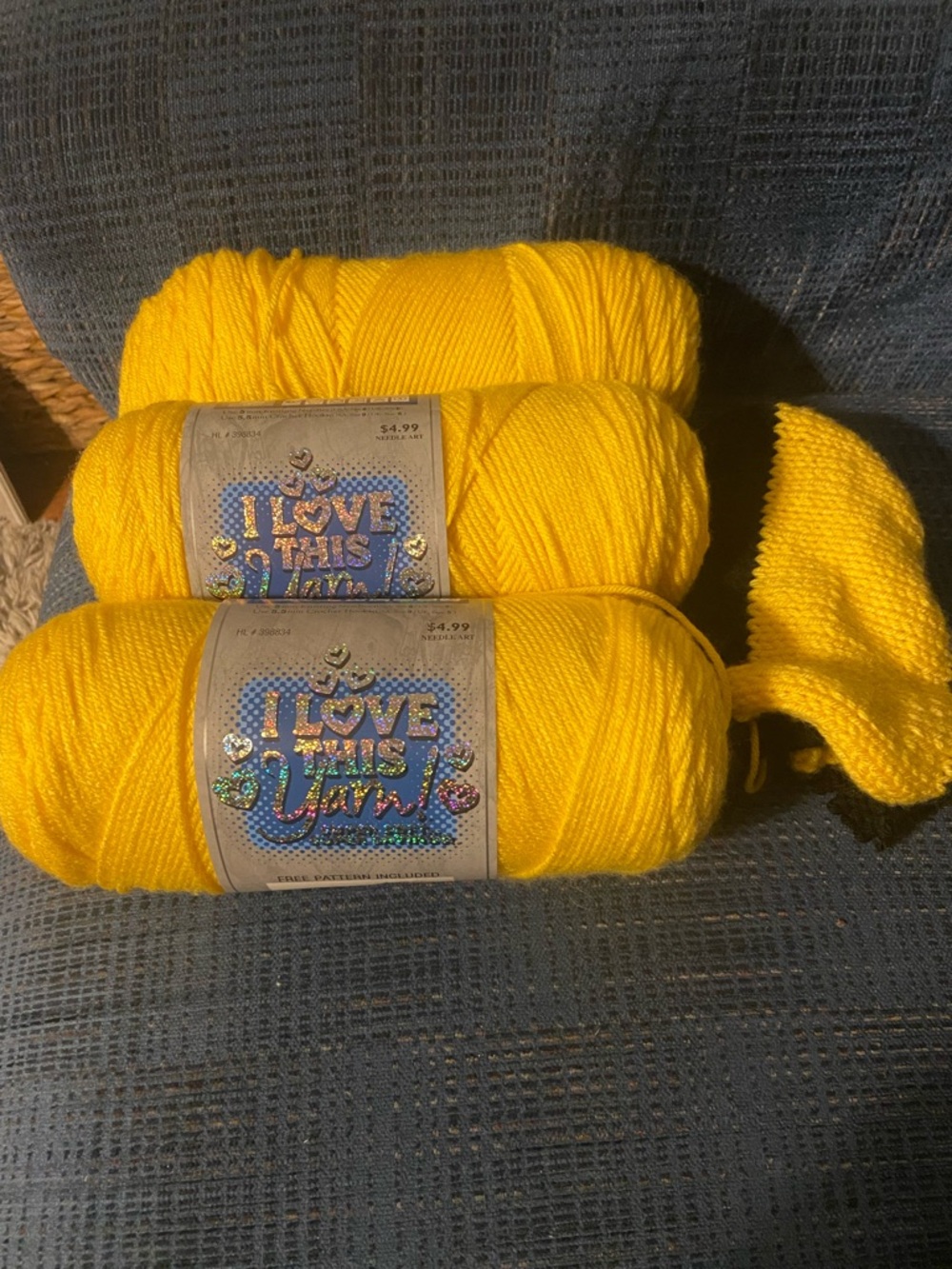 I Love This Yarn! Bright Yellow Acrylic Skeins
